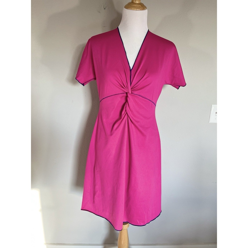Title Nine Jersey Mini Dress Size L Hot Pink Twist Front Golf Tennis Activewear